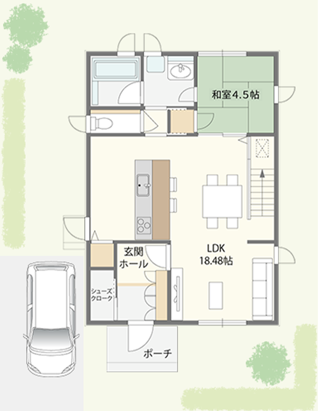 収納たっぷり片付け上手の家 1階