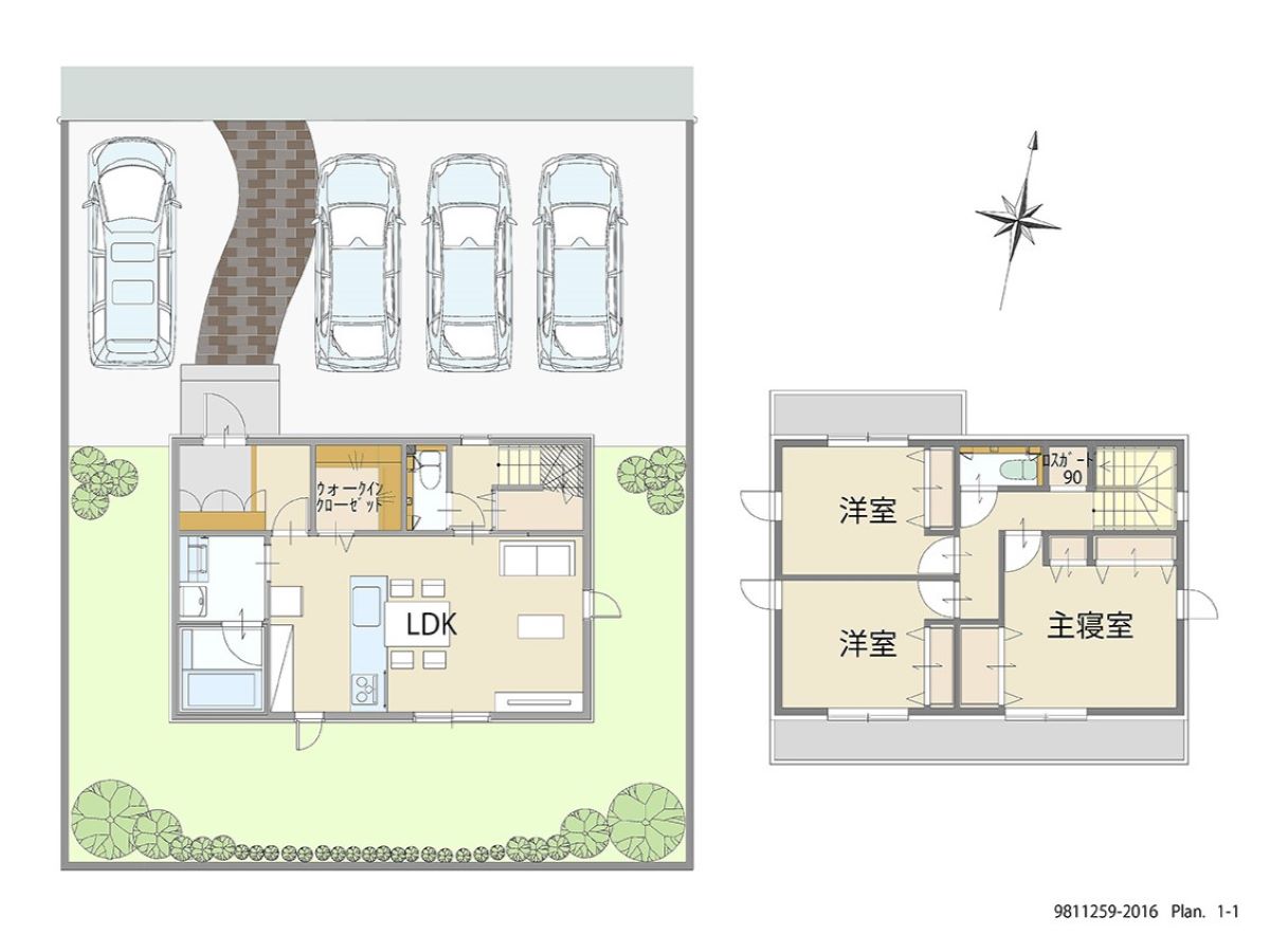 いわき市平幕ノ内 土地 区画番号No.12街区2 「重宝します！1階のウォークインクローゼット」 <br>建物タイプ:ｉ－ｓｍｉｌｅⅡ/延床面積:90.82㎡(27.46坪) <br>建物本体価格(参考):1,952万円(税込み)<br>