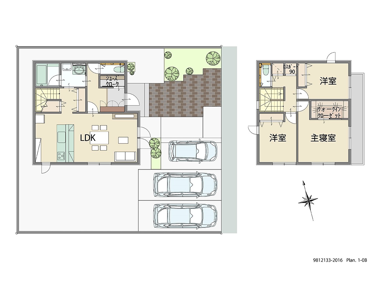 伊勢市鹿海町 土地 区画番号No.１ 「忙しい時間もストレスを感じない回遊プラン 」 <br>建物タイプ:ｉ－ｓｍｉｌｅⅡ/延床面積:97.5㎡(29.48坪) <br>建物本体価格(参考):1,988万円(税込み)<br>