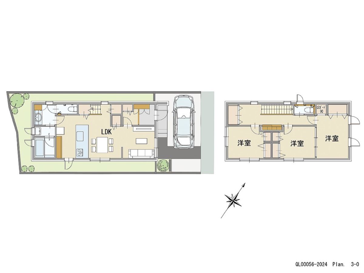「子育てにピッタリ！ご夫婦におすすめプラン」 <br>建物タイプ:ｉ－ｓｍａｒｔⅡ　準防火仕様/延床面積:92.58㎡(28坪) <br>建物本体価格(参考):2,402万円(税込み)<br>