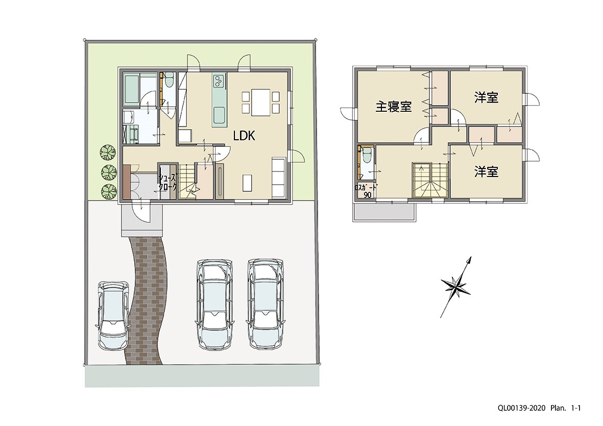 いわき市平幕ノ内　２期 土地 区画番号No.１０街区１４ 「家族がそれぞれの時間を過ごせるLDKプラン」 <br>建物タイプ:ｉ－ｓｍｉｌｅⅡ/延床面積:105.82㎡(32坪) <br>建物本体価格(参考):2,129万円(税込み)<br>