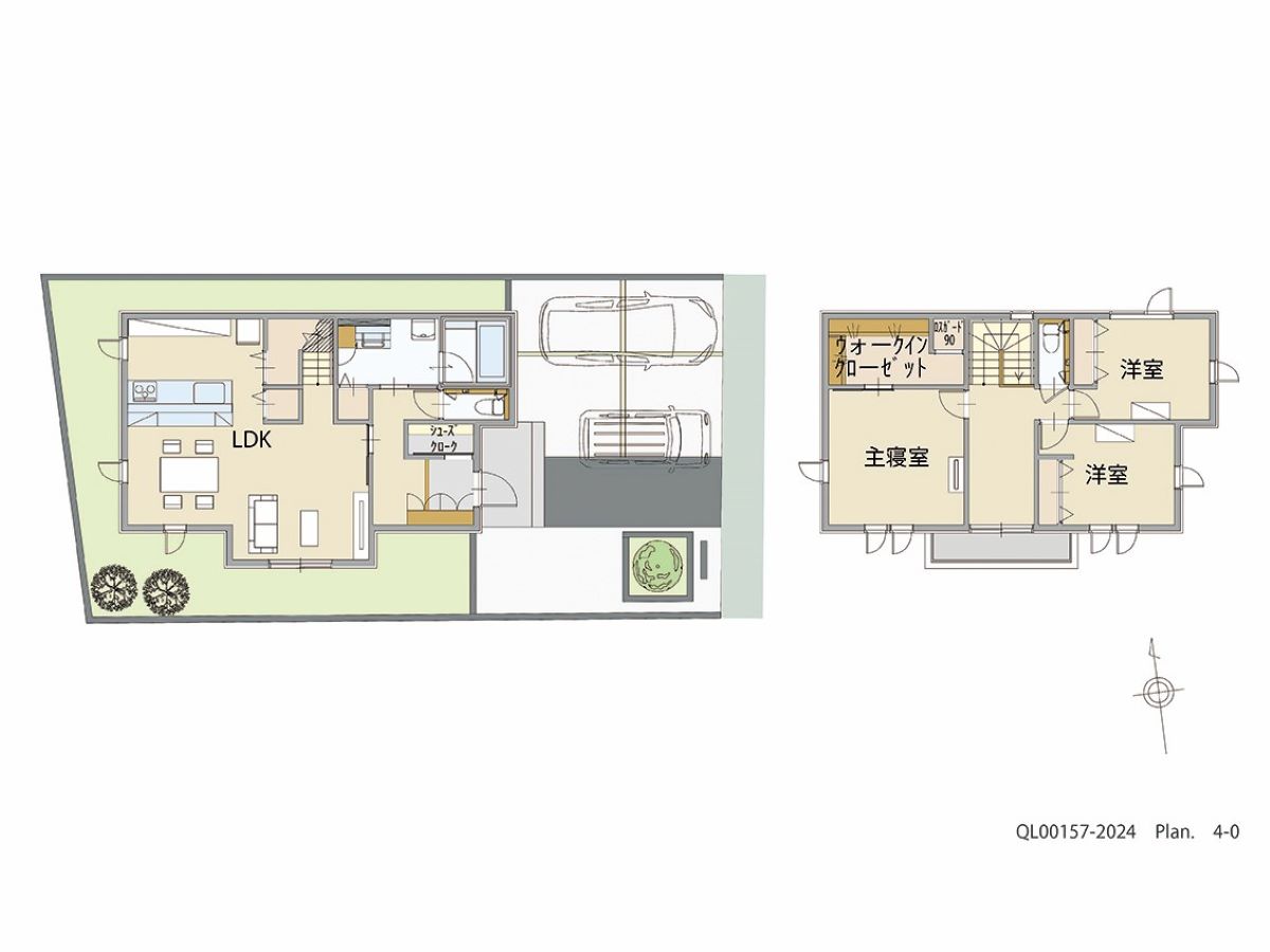 イイコトテラス大津堅田 土地 区画番号No.23 「家の中心はLDK」 <br>建物タイプ:ｉ－ｓｍｉｌｅⅢＷ/延床面積:109.28㎡(33.05坪) <br>建物本体価格(参考):2,206万円(税込み)<br>
