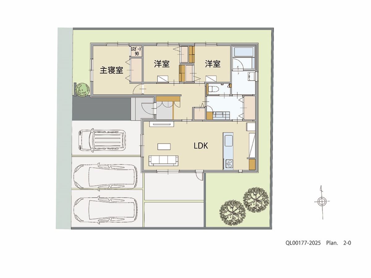 イイコトテラス平松 土地 区画番号No.宅地9 「リビング20畳の広々プラン」 <br>建物タイプ:グラン・スマート/延床面積:87.23㎡(26.38坪) <br>建物本体価格(参考):2,411万円(税込み)<br>