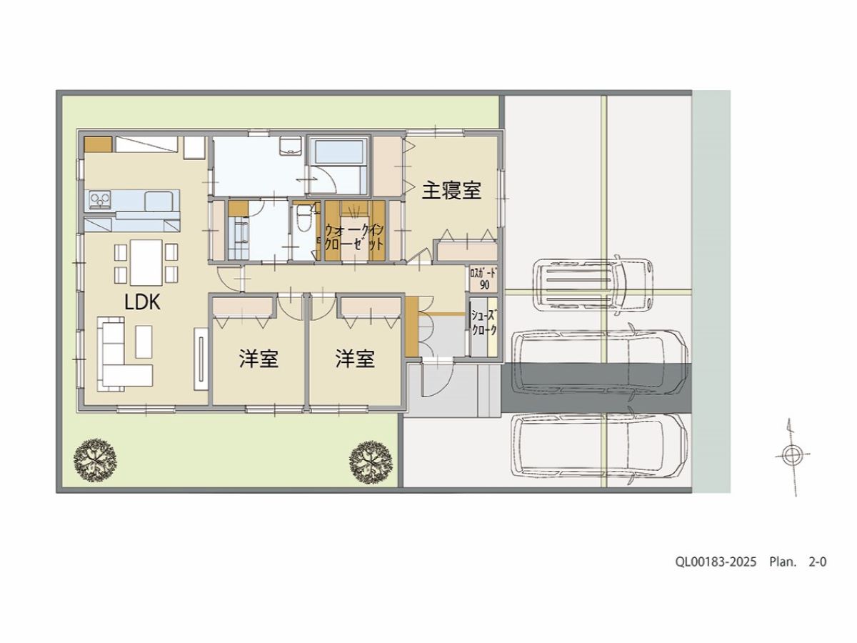 イイコトテラス平松 土地 区画番号No.宅地15 「コンパクトでも収納充実！平屋ならではのプラン」 <br>建物タイプ:ｉ－ｓｍｉｌｅⅢ＋/延床面積:88.77㎡(26.85坪) <br>建物本体価格(参考):2,108万円(税込み)<br>