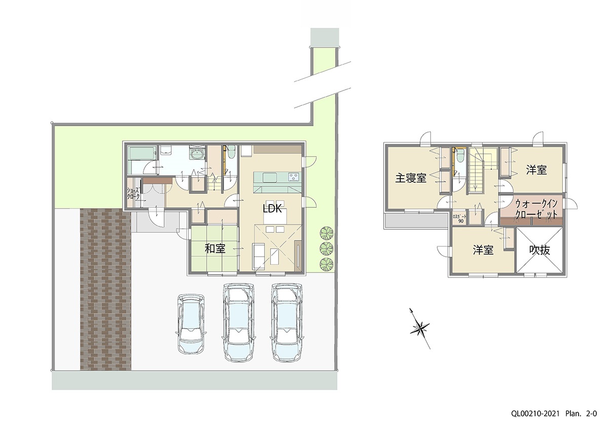 浜松市南区遠州浜２丁目 土地 区画番号No.3 「ゆったりLDKに大きな吹抜けで我が家のリビングを最高の空間に」 <br>建物タイプ:ｉ－ｓｍａｒｔⅡ/延床面積:113.41㎡(34.3坪) <br>建物本体価格(参考):2,840万円(税込み)<br>