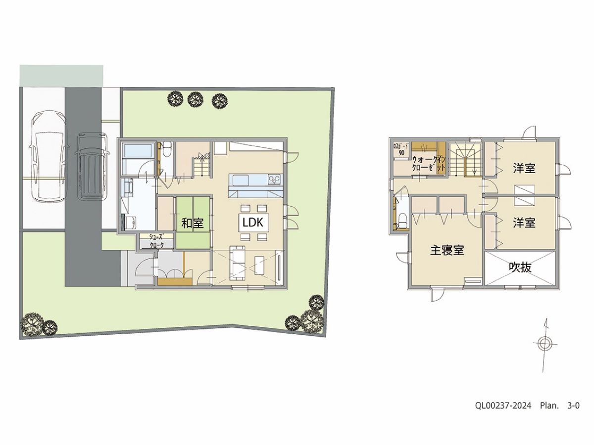 イイコトテラス屋代 土地 区画番号No.9 「欲しい！が詰まった充実プラン」 <br>建物タイプ:ｉ－ｓｍｉｌｅⅢＷ/延床面積:107.43㎡(32.49坪) <br>建物本体価格(参考):2,285万円(税込み)<br>