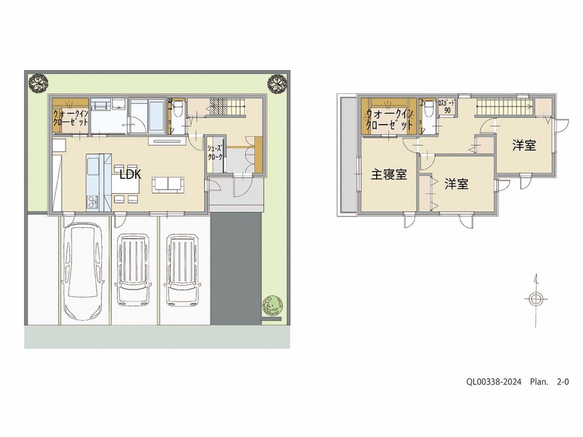 イイコトテラス平南白土 土地 区画番号No.2 「ゆとりある敷地と収納力重視プラン」 <br>建物タイプ:ｉ－ｓｍｉｌｅⅢＷ/延床面積:95.93㎡(29.01坪) <br>建物本体価格(参考):1,976万円(税込み)<br>