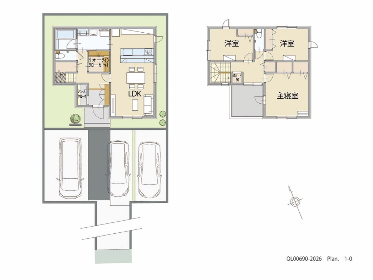 西尾駅東（丁田町）ＰＪ 土地 区画番号No.C 「忙しい時間もストレスを感じない回遊プラン」 <br>建物タイプ:ｉ－ｓｍｉｌｅⅢ＋/延床面積:100.97㎡(30.54坪) <br>建物本体価格(参考):2,220万円(税込み)<br>