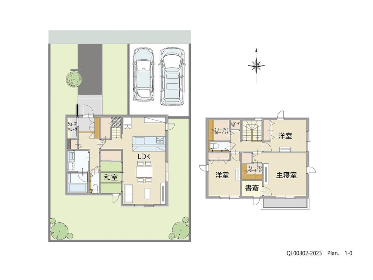 見晴らしの街　尾平 土地 区画番号No.G-8 「使い方いろいろ！LDK横に和室のあるプラン」 <br>建物タイプ:ｉ－ｓｍｉｌｅⅡ/延床面積:109.18㎡(33.02坪) <br>建物本体価格(参考):2,208万円(税込み)<br>