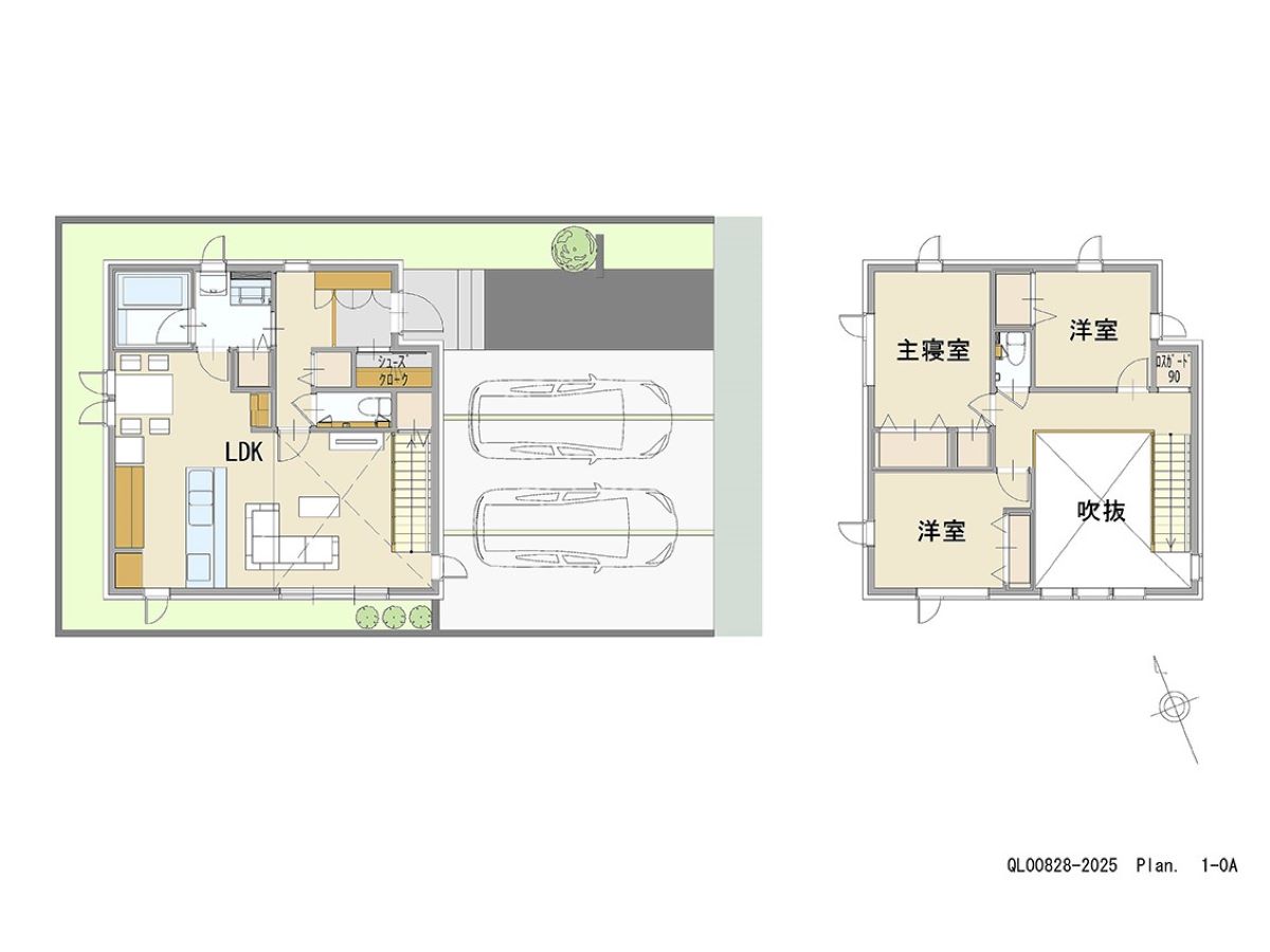 イイコトテラス富塚町 土地 区画番号No.78 「スッキリ収納と家事ラク動線プラン」 <br>建物タイプ:グラン・スマート/延床面積:93.32㎡(28.22坪) <br>建物本体価格(参考):2,456万円(税込み)<br>