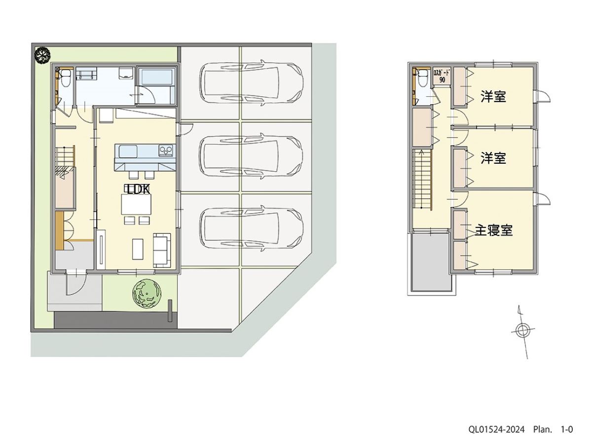 イイコトテラス富久山町久保田 土地 区画番号No.1 「南面の広々バルコニー採用プラン」 <br>建物タイプ:ｉ－ｓｍｉｌｅⅡ+/延床面積:97.54㎡(29.5坪) <br>建物本体価格(参考):2,122万円(税込み)<br>