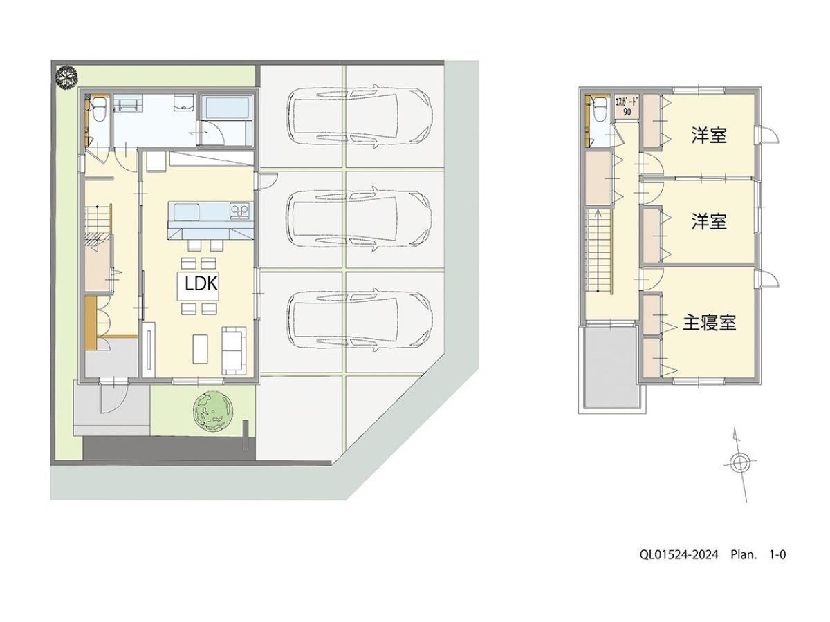 イイコトテラス富久山町久保田 土地 区画番号No.1 「南面の広々バルコニー採用プラン」 <br>建物タイプ:ｉ－ｓｍｉｌｅⅡ+/延床面積:97.54㎡(29.5坪) <br>建物本体価格(参考):2,122万円(税込み)<br>