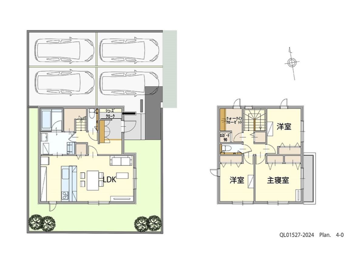 イイコトテラス富久山町久保田 土地 区画番号No.4 「キッチンから家族の様子を見守れる家」 <br>建物タイプ:ｉ－ｓｍｉｌｅⅡ+/延床面積:97.5㎡(29.48坪) <br>建物本体価格(参考):2,110万円(税込み)<br>