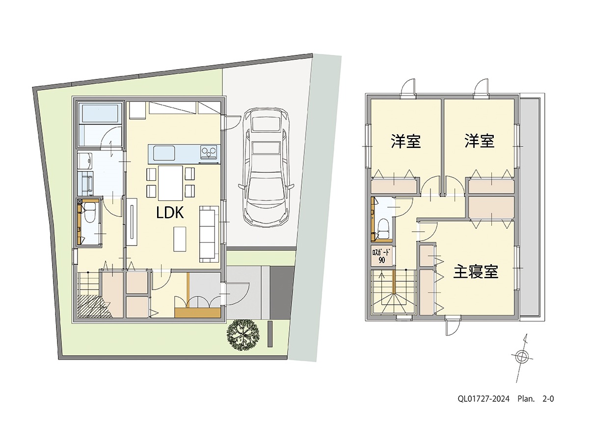 イイコトテラス堺・菱木 土地 区画番号No.2期‐2 「いつも生活の中心にLDKがある家」 <br>建物タイプ:ｉ－ｓｍｉｌｅⅡ/延床面積:90.82㎡(27.46坪) <br>建物本体価格(参考):1,916万円(税込み)<br>