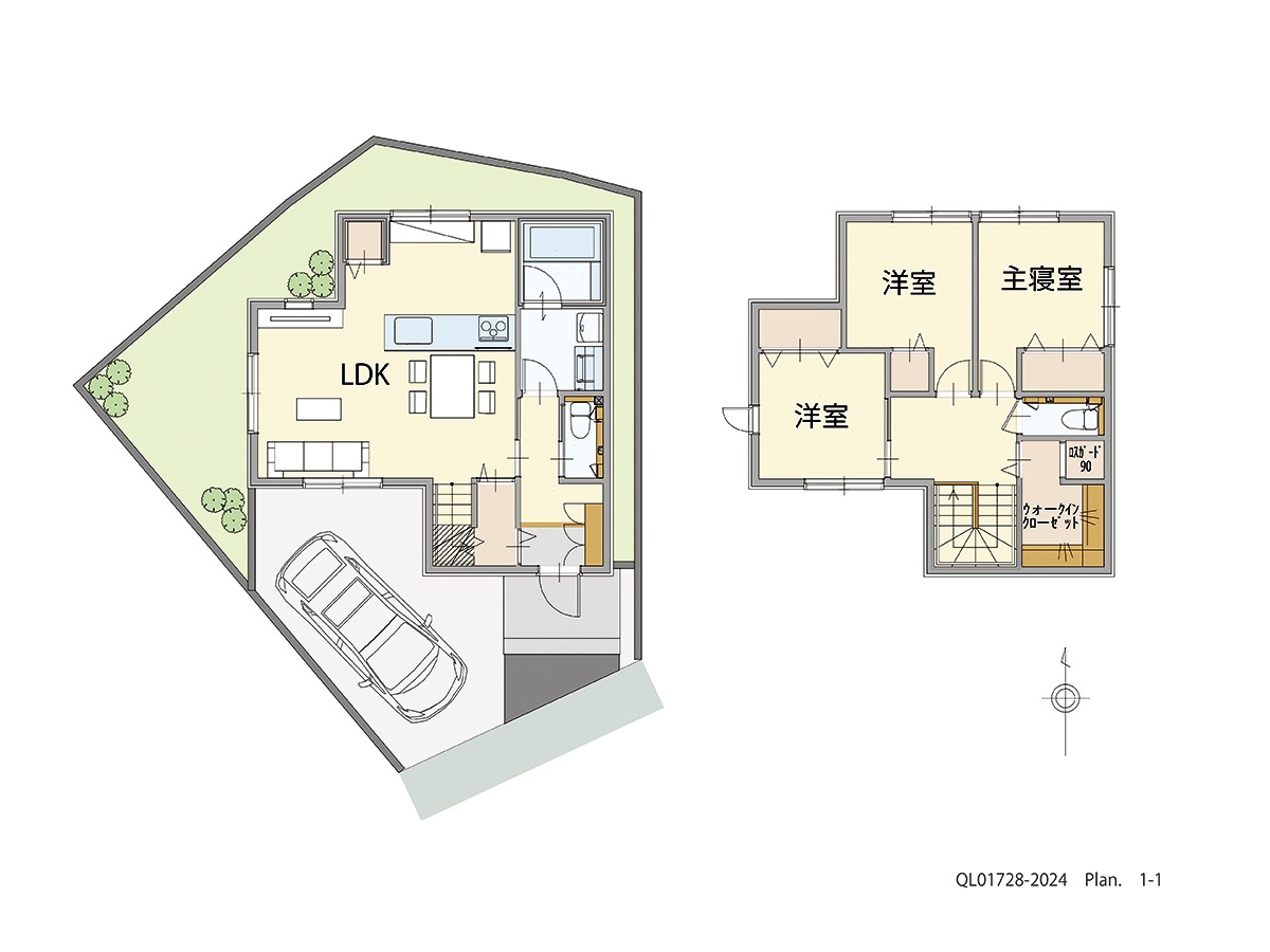 イイコトテラス堺・菱木 土地 区画番号No.2期‐3 「充実の収納！片付け好きになれるプラン」 <br>建物タイプ:ｉ－ｓｍｉｌｅⅡ+/延床面積:87.6㎡(26.48坪) <br>建物本体価格(参考):1,911万円(税込み)<br>