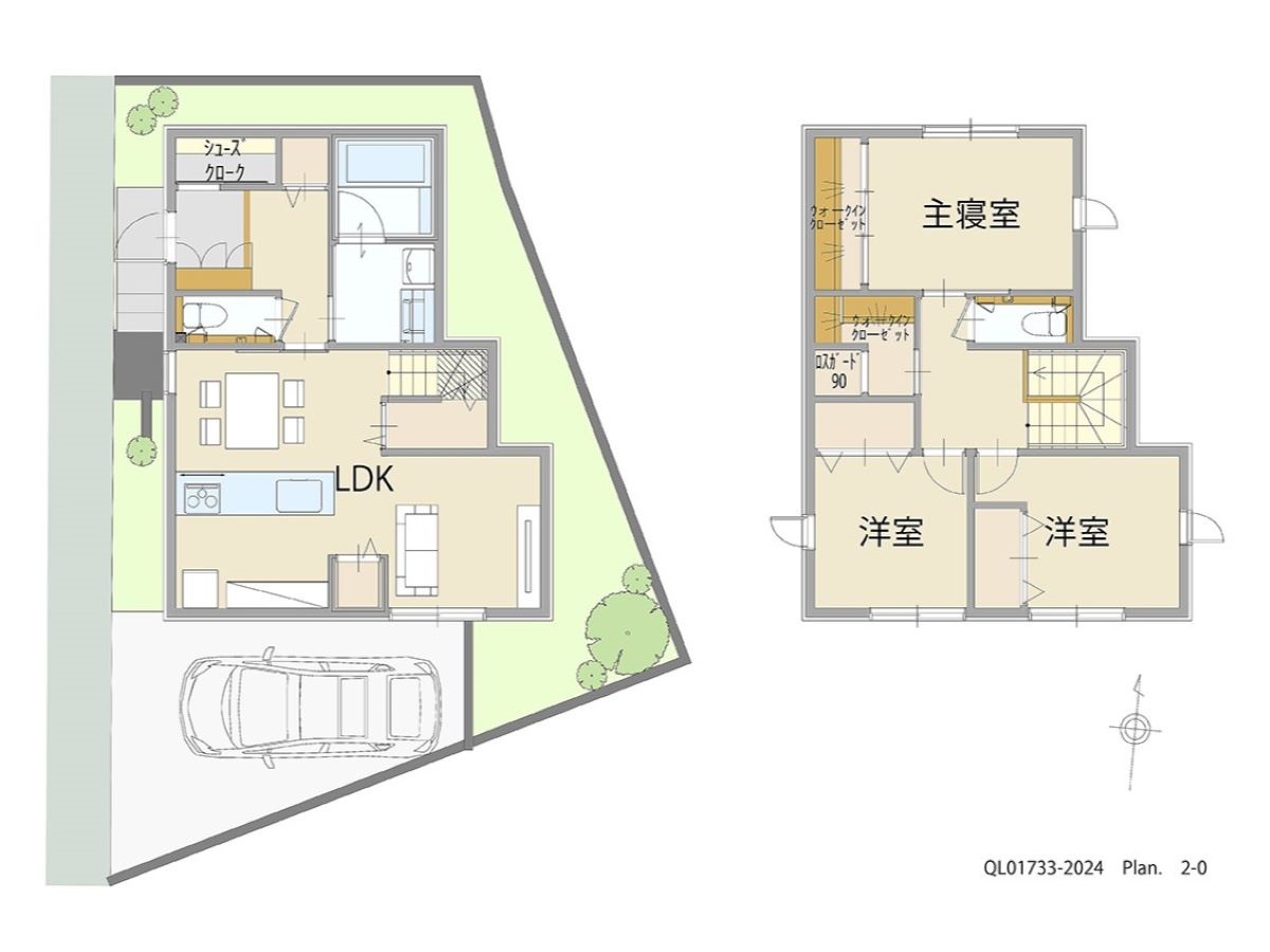 イイコトテラス堺・菱木 土地 区画番号No.2期‐8 「欲しい！が詰まった充実プラン」 <br>建物タイプ:ｉ－ｓｍｉｌｅⅢ＋/延床面積:89.26㎡(27坪) <br>建物本体価格(参考):1,960万円(税込み)<br>
