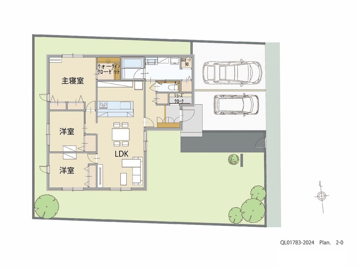 イイコトテラス都賀家中 土地 区画番号No.2 「LDKが生活の中心に！家族が集まる広々LDKプラン」 <br>建物タイプ:ｉ－ｓｍｉｌｅⅢ＋/延床面積:92.16㎡(27.87坪) <br>建物本体価格(参考):2,152万円(税込み)<br>