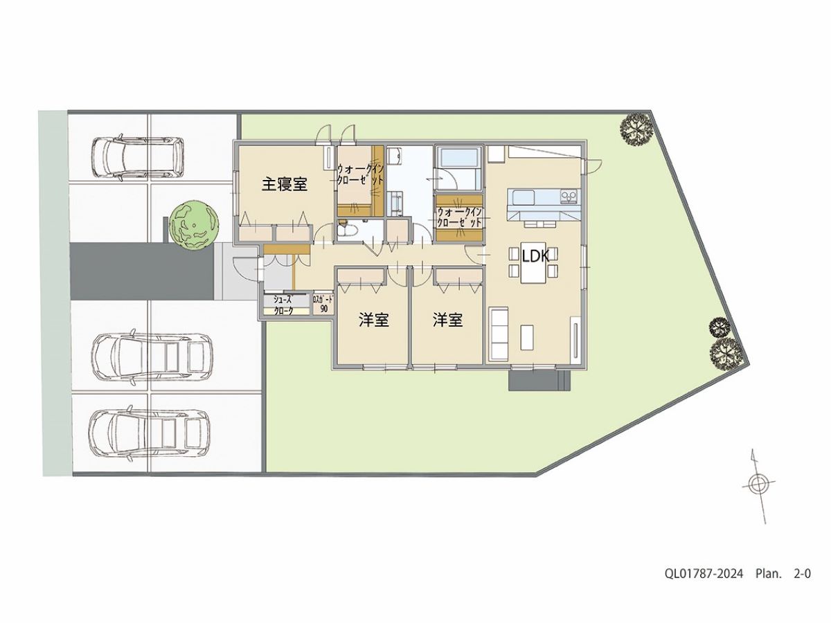 イイコトテラス都賀家中 土地 区画番号No.6 「ウォークインクローゼット２つ採用の収納たっぷりプラン」 <br>建物タイプ:ｉ－ｓｍｉｌｅⅢ＋/延床面積:96.3㎡(29.13坪) <br>建物本体価格(参考):2,203万円(税込み)<br>
