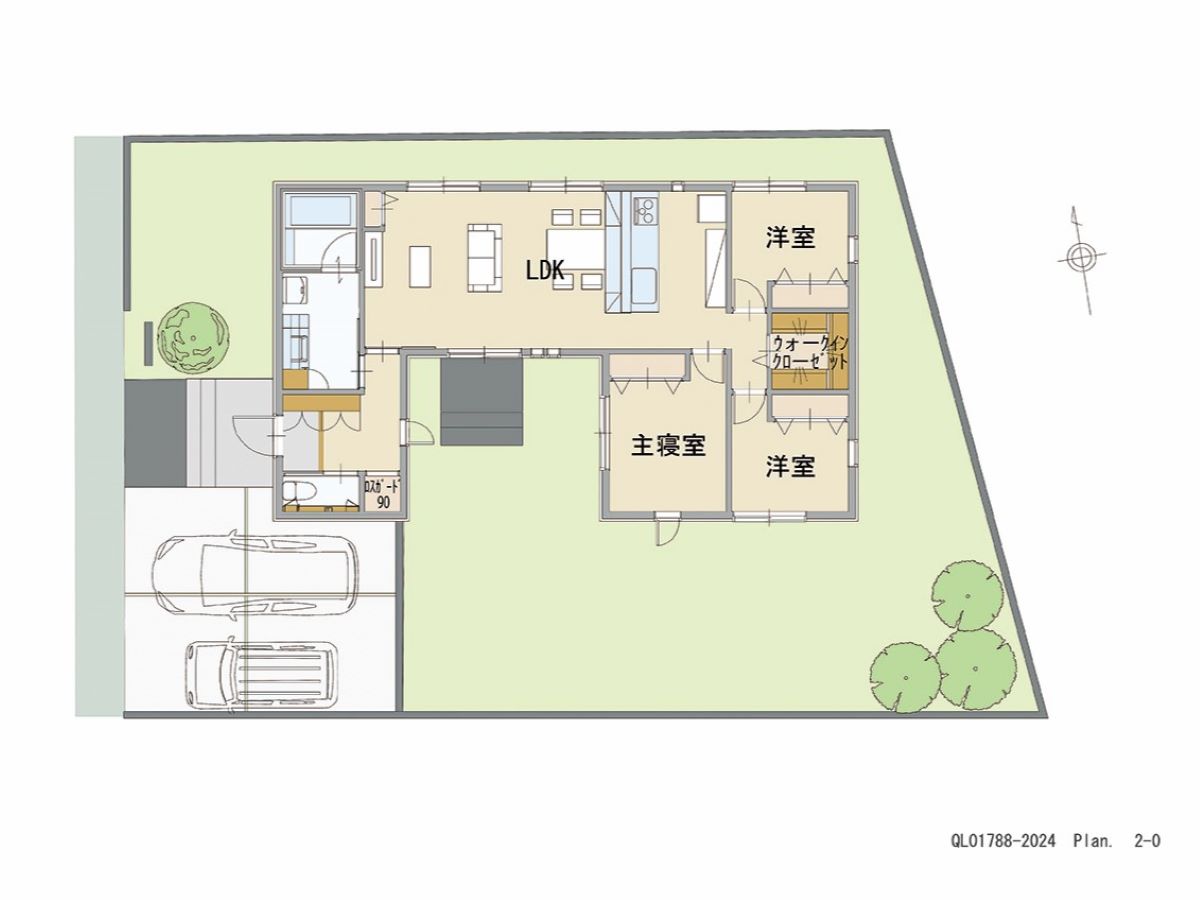 イイコトテラス都賀家中 土地 区画番号No.7 「LDKを中心に家族が集まる家」 <br>建物タイプ:ｉ－ｓｍｉｌｅⅢ＋/延床面積:77.39㎡(23.41坪) <br>建物本体価格(参考):1,951万円(税込み)<br>