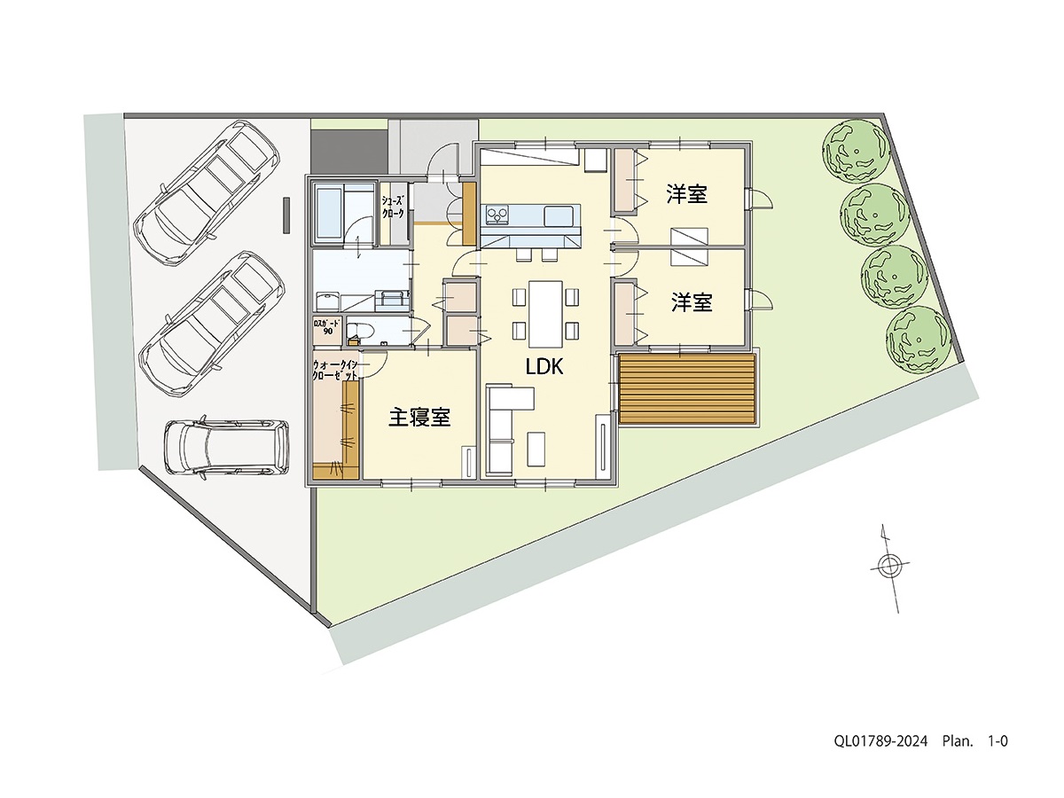 イイコトテラス都賀家中 土地 区画番号No.8 「広々20帖LDKを中心に家族が集まる家」 <br>建物タイプ:ｉ－ｓｍｉｌｅⅡ+/延床面積:91.33㎡(27.62坪) <br>建物本体価格(参考):2,115万円(税込み)<br>