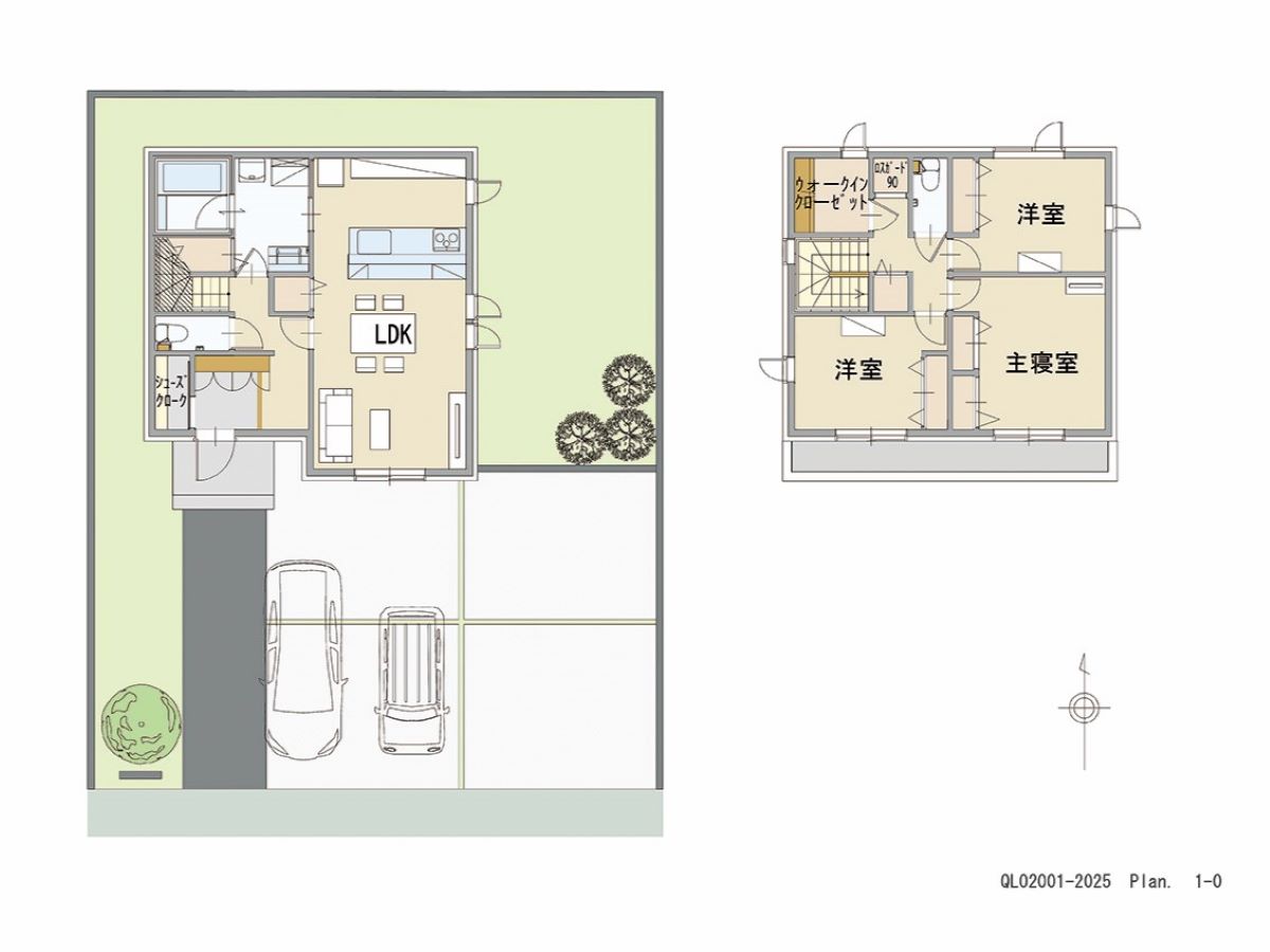 ニュータウン笑ノ口後 土地 区画番号No.35 「３LDKの二階建て」 <br>建物タイプ:HUGme fam W (寒冷地ﾓﾃﾞﾙ)/延床面積:97.5㎡(29.48坪) <br>建物本体価格(参考):1,905万円(税込み)<br>
