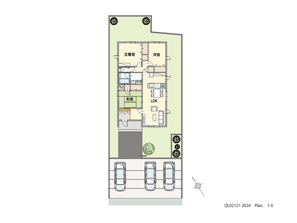 イイコトテラス小山市南半田 土地 区画番号No.6 「18帖LDKに和室も採用した広々空間プラン」 <br>建物タイプ:ｉ－ｓｍｉｌｅⅡ+/延床面積:90.45㎡(27.36坪) <br>建物本体価格(参考):2,141万円(税込み)<br>