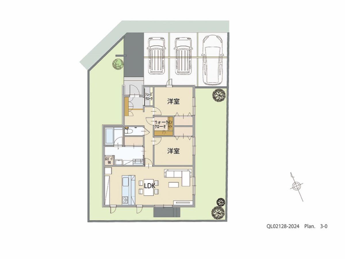 イイコトテラス小山市南半田 土地 区画番号No.13 「コンパクトでも収納充実！平屋ならではの満足プラン」 <br>建物タイプ:ｉ－ｓｍｉｌｅⅢ＋/延床面積:82.13㎡(24.84坪) <br>建物本体価格(参考):2,036万円(税込み)<br>