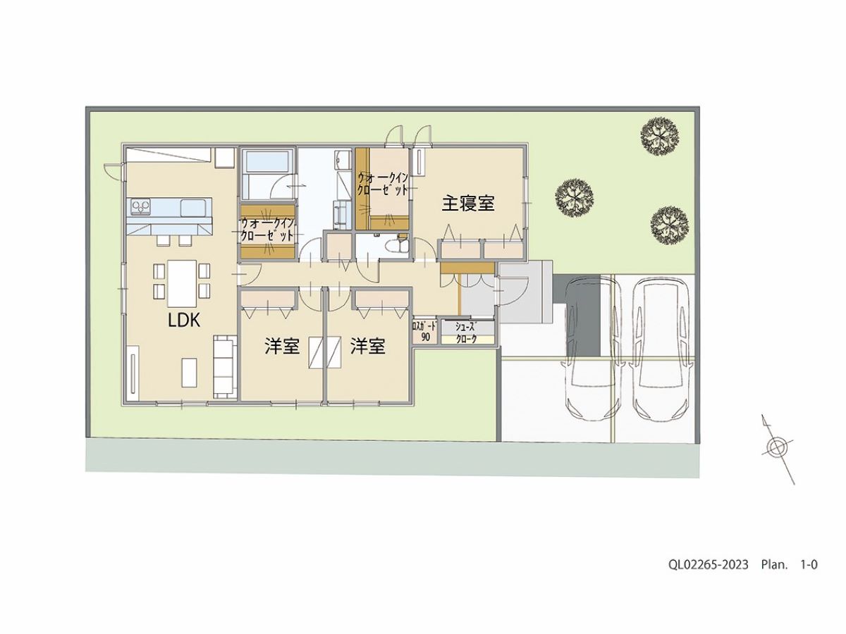 イイコトテラス小山市中久喜２期 土地 区画番号No.2 「忙しい時間もストレスを感じない回遊プラン」 <br>建物タイプ:HUGme/延床面積:95.23㎡(28.8坪) <br>建物本体価格(参考):1,809万円(税込み)<br>