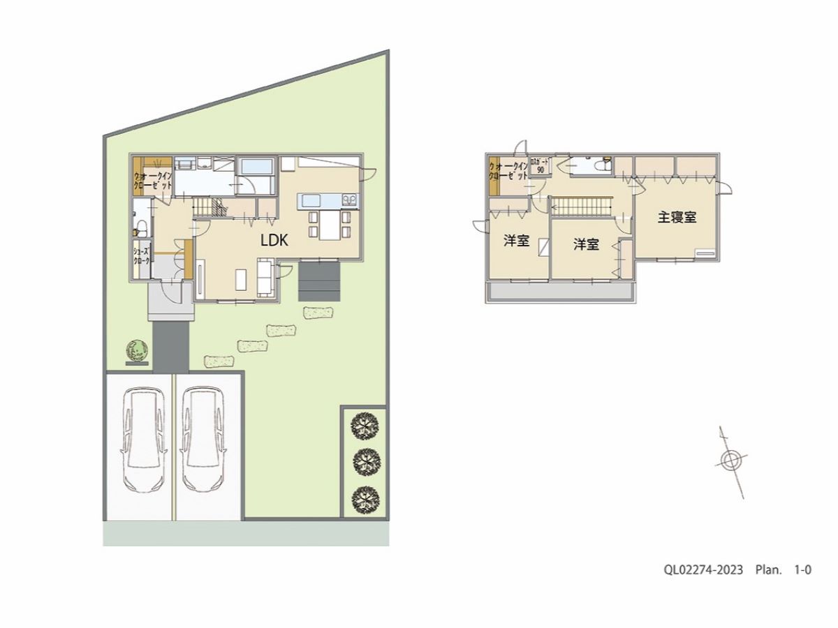 イイコトテラス小山市中久喜２期 土地 区画番号No.11 「充実の収納！片付け好きになれるプラン」 <br>建物タイプ:HUGme/延床面積:105.99㎡(32.06坪) <br>建物本体価格(参考):1,897万円(税込み)<br>