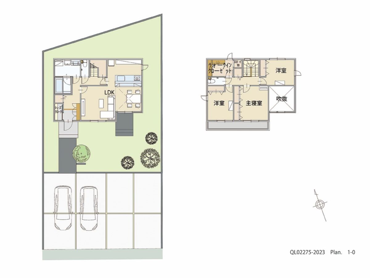 イイコトテラス小山市中久喜２期 土地 区画番号No.12 「南庭と吹抜けが織りなす「陽だまりリビング」重視プラン」 <br>建物タイプ:HUGme/延床面積:103.5㎡(31.3坪) <br>建物本体価格(参考):1,916万円(税込み)<br>