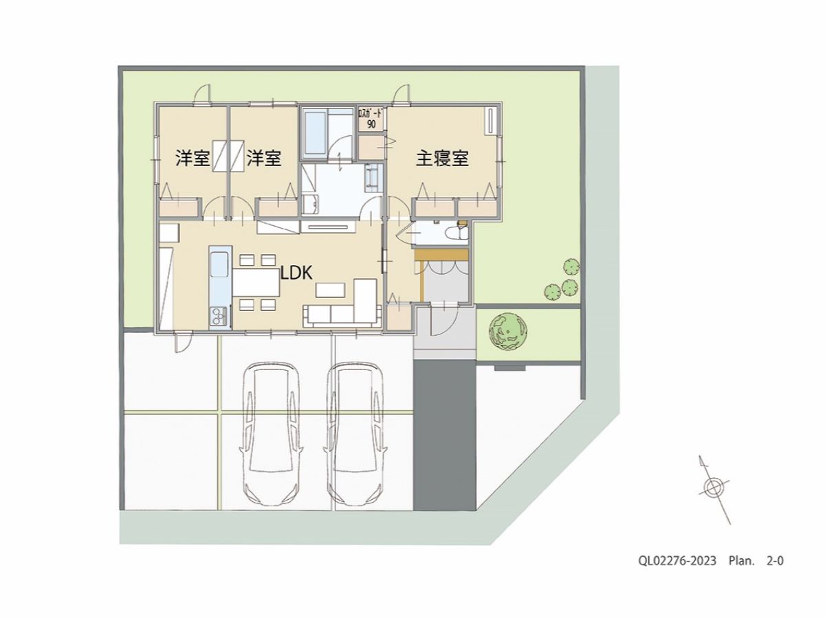 イイコトテラス小山市中久喜２期 土地 区画番号No.13 「LDKを中心に家族が集まる家」 <br>建物タイプ:HUGme/延床面積:74.52㎡(22.54坪) <br>建物本体価格(参考):1,634万円(税込み)<br>