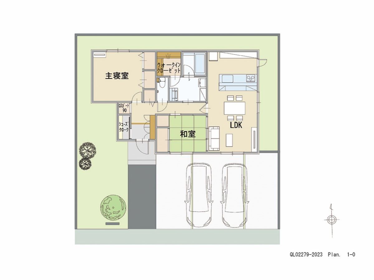 イイコトテラス小山市中久喜２期 土地 区画番号No.16 「使い方いろいろ！LDK横に和室のあるプラン」 <br>建物タイプ:HUGme/延床面積:77.01㎡(23.29坪) <br>建物本体価格(参考):1,658万円(税込み)<br>