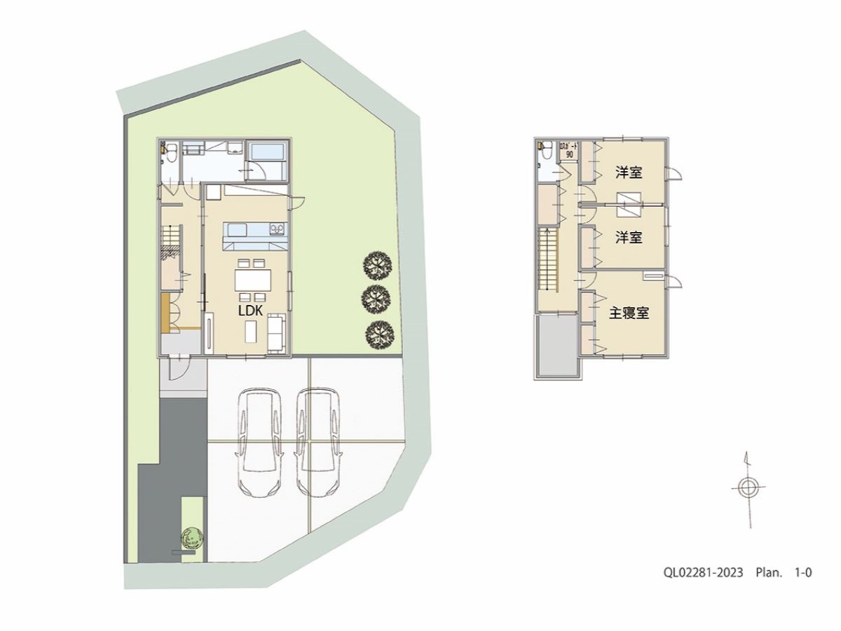 イイコトテラス小山市中久喜２期 土地 区画番号No.18 「大きな東庭と光あふれるLDK」 <br>建物タイプ:HUGme/延床面積:96.05㎡(29.04坪) <br>建物本体価格(参考):1,733万円(税込み)<br>
