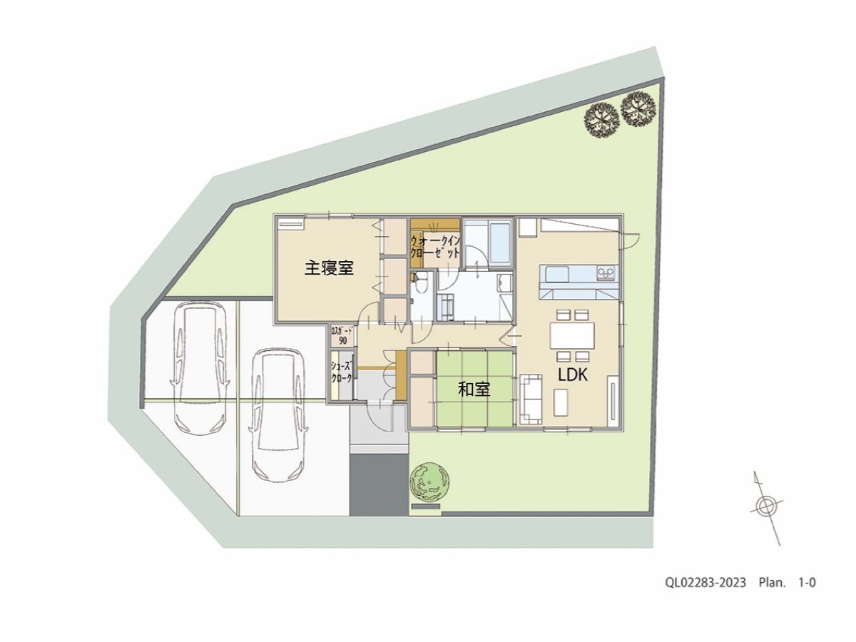 イイコトテラス小山市中久喜２期 土地 区画番号No.20 「ワンフロアでゆったり暮らす快適な平屋」 <br>建物タイプ:HUGme/延床面積:77.01㎡(23.29坪) <br>建物本体価格(参考):1,658万円(税込み)<br>
