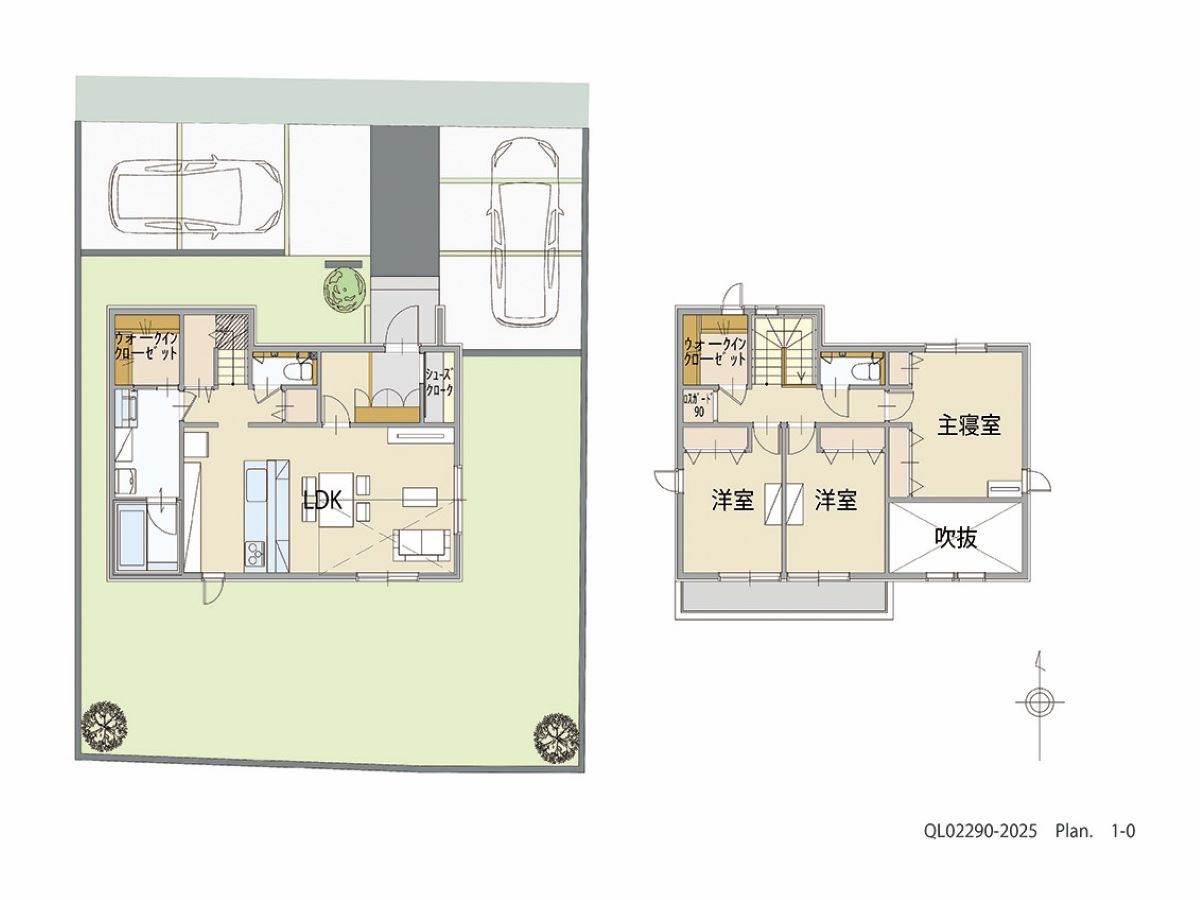 イイコトテラス小山市乙女 土地 区画番号No.3 「収納充実！１・２階それぞれウォークインクローゼット採用プラン」 <br>建物タイプ:ｉ－ｓｍｉｌｅⅢ＋/延床面積:100.8㎡(30.48坪) <br>建物本体価格(参考):2,262万円(税込み)<br>