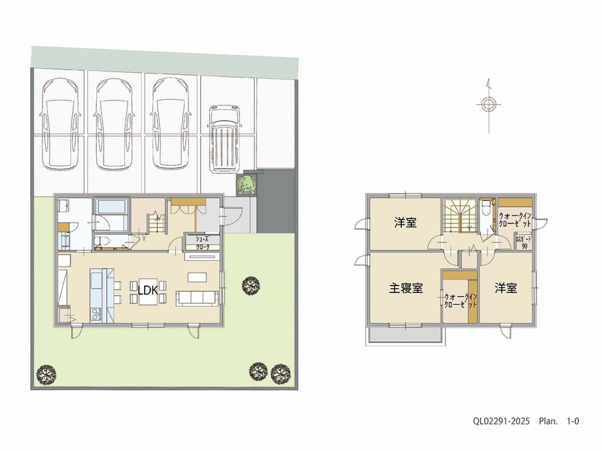 イイコトテラス小山市乙女 土地 区画番号No.4 「動線すっきり！家事ラクプラン！」 <br>建物タイプ:ｉ－ｓｍｉｌｅⅢ＋/延床面積:105.82㎡(32坪) <br>建物本体価格(参考):2,296万円(税込み)<br>