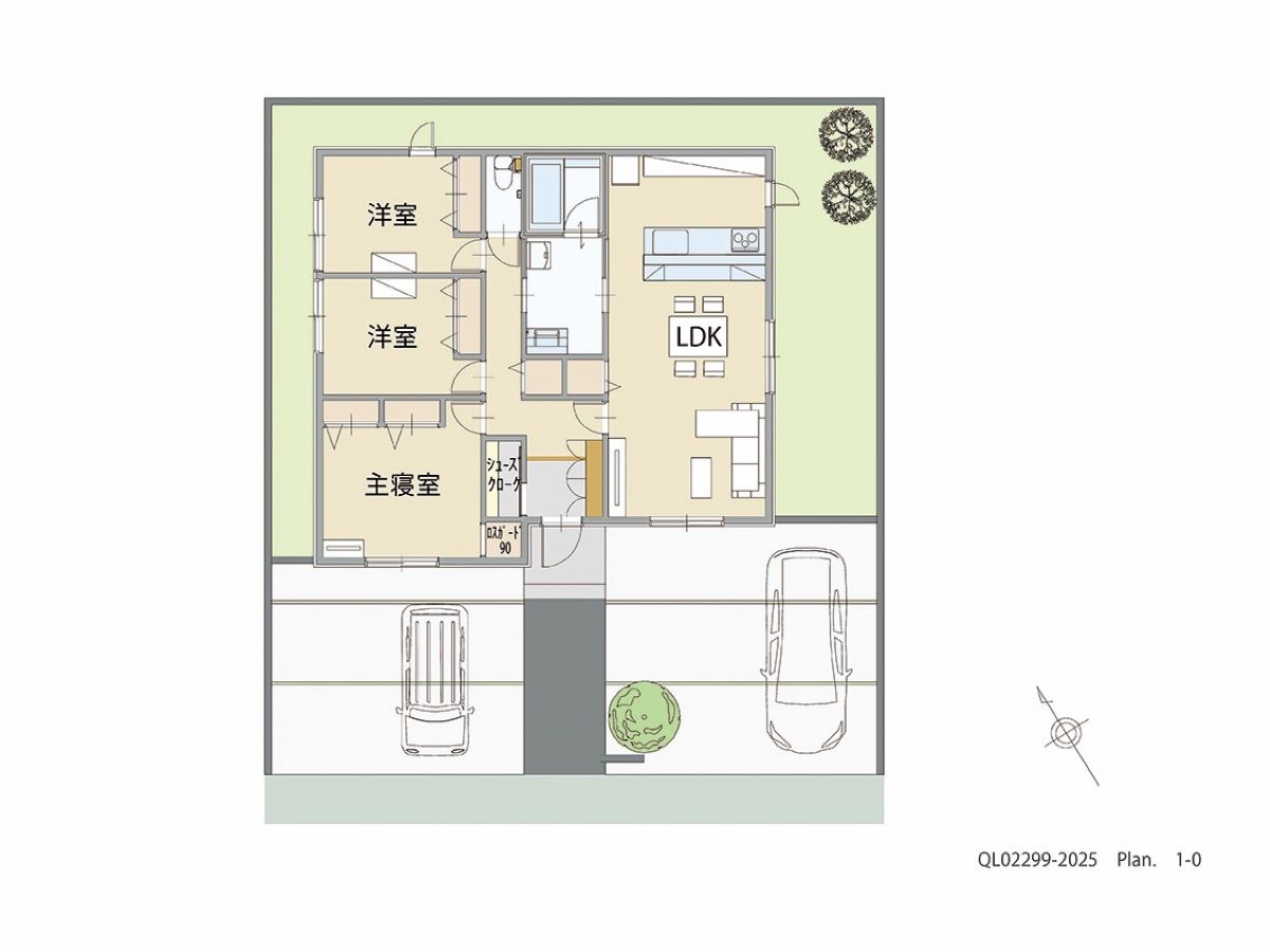 イイコトテラス小山市乙女 土地 区画番号No.12 「忙しい時間もストレスを感じない回遊プラン」 <br>建物タイプ:ｉ－ｓｍｉｌｅⅢ＋/延床面積:87.09㎡(26.34坪) <br>建物本体価格(参考):2,087万円(税込み)<br>