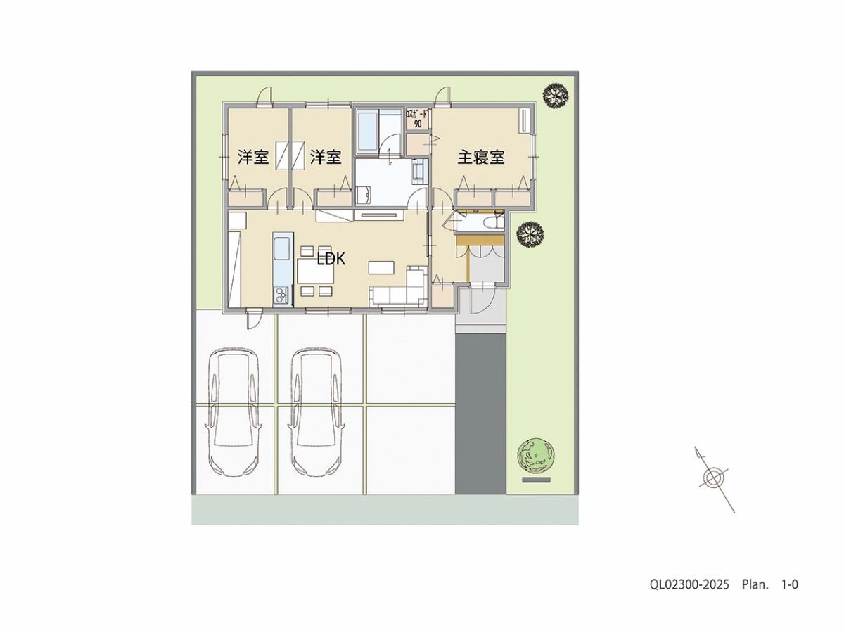 イイコトテラス小山市乙女 土地 区画番号No.13 「家族が集まるLDKプラン」 <br>建物タイプ:ｉ－ｓｍｉｌｅⅢ＋/延床面積:75.45㎡(22.82坪) <br>建物本体価格(参考):1,941万円(税込み)<br>