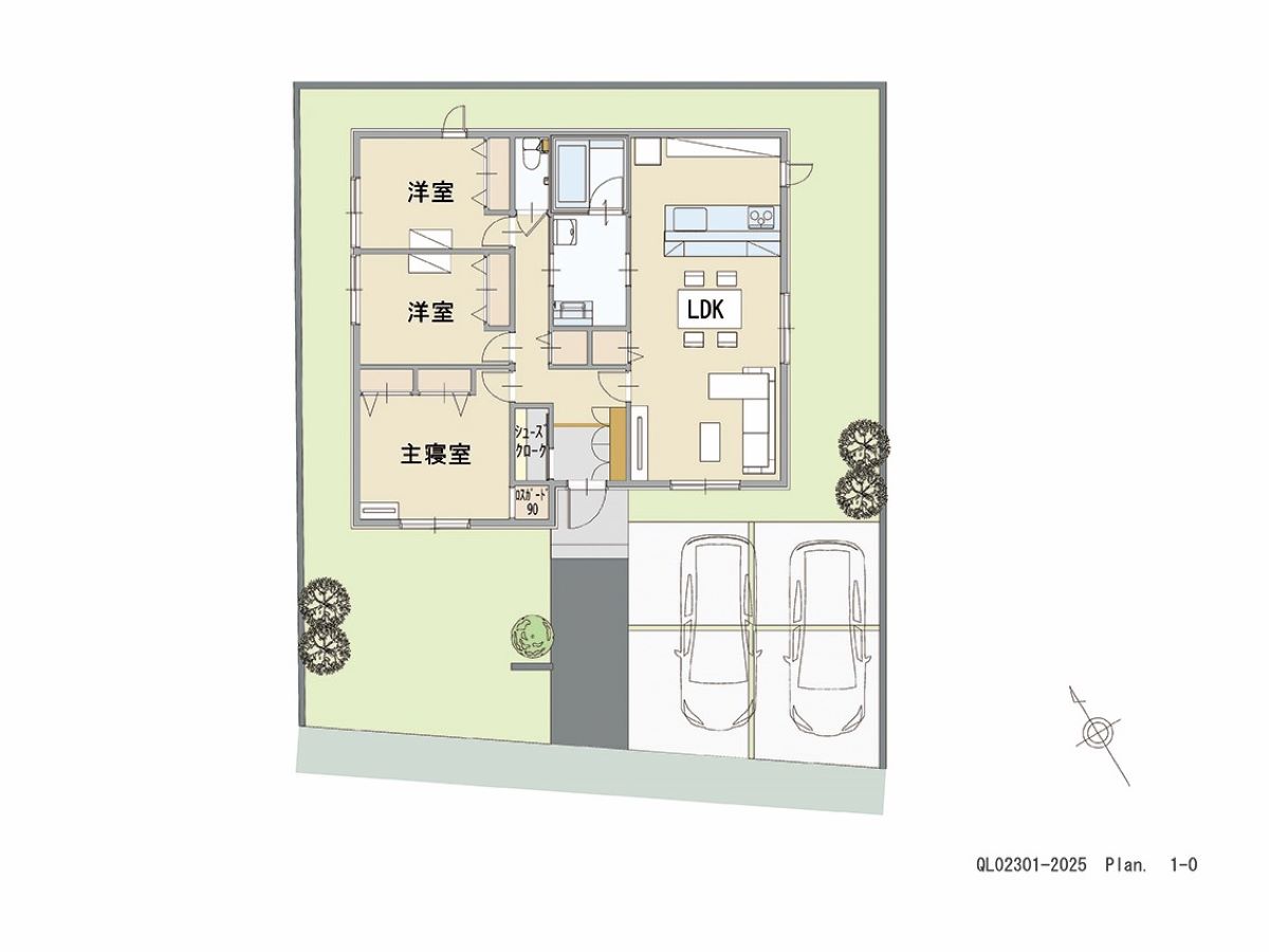 イイコトテラス小山市乙女 土地 区画番号No.14 「忙しい時間もストレスを感じない回遊プラン」 <br>建物タイプ:ｉ－ｓｍｉｌｅⅢ＋/延床面積:87.09㎡(26.34坪) <br>建物本体価格(参考):2,087万円(税込み)<br>