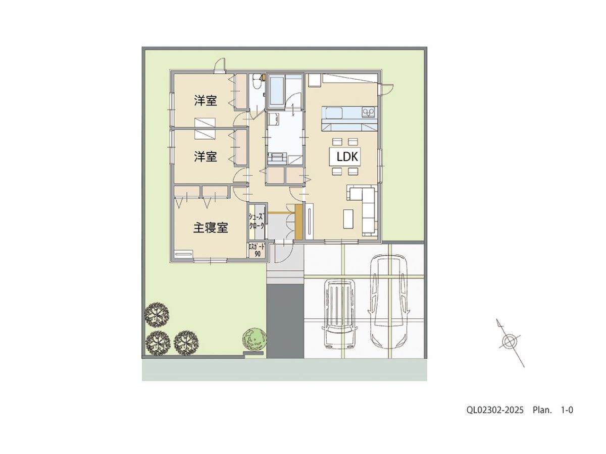 イイコトテラス小山市乙女 土地 区画番号No.15 「動線スッキリの回遊プラン」 <br>建物タイプ:ｉ－ｓｍｉｌｅⅢ＋/延床面積:87.09㎡(26.34坪) <br>建物本体価格(参考):2,087万円(税込み)<br>