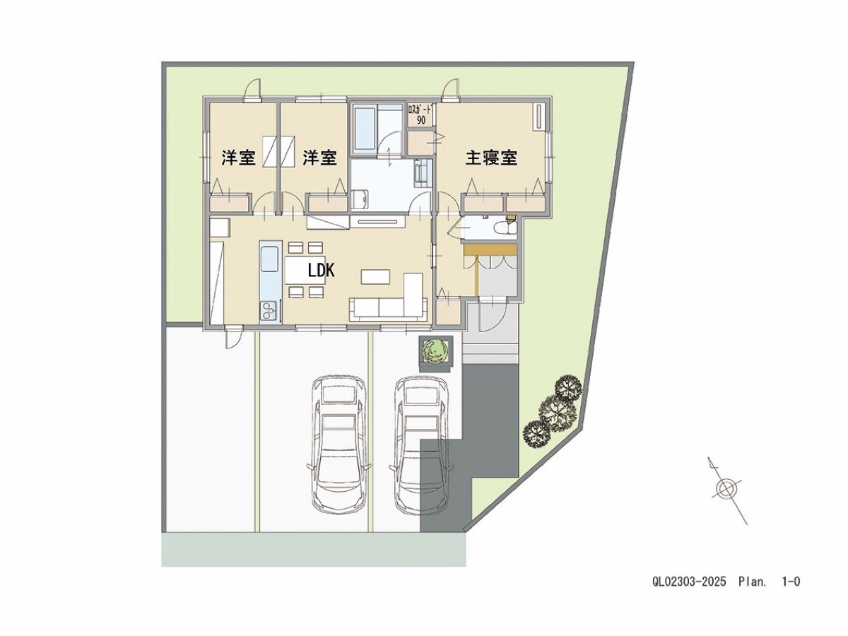 イイコトテラス小山市乙女 土地 区画番号No.16 「LDKを中心に家族が集まる家」 <br>建物タイプ:ｉ－ｓｍｉｌｅⅢ＋/延床面積:75.45㎡(22.82坪) <br>建物本体価格(参考):1,941万円(税込み)<br>