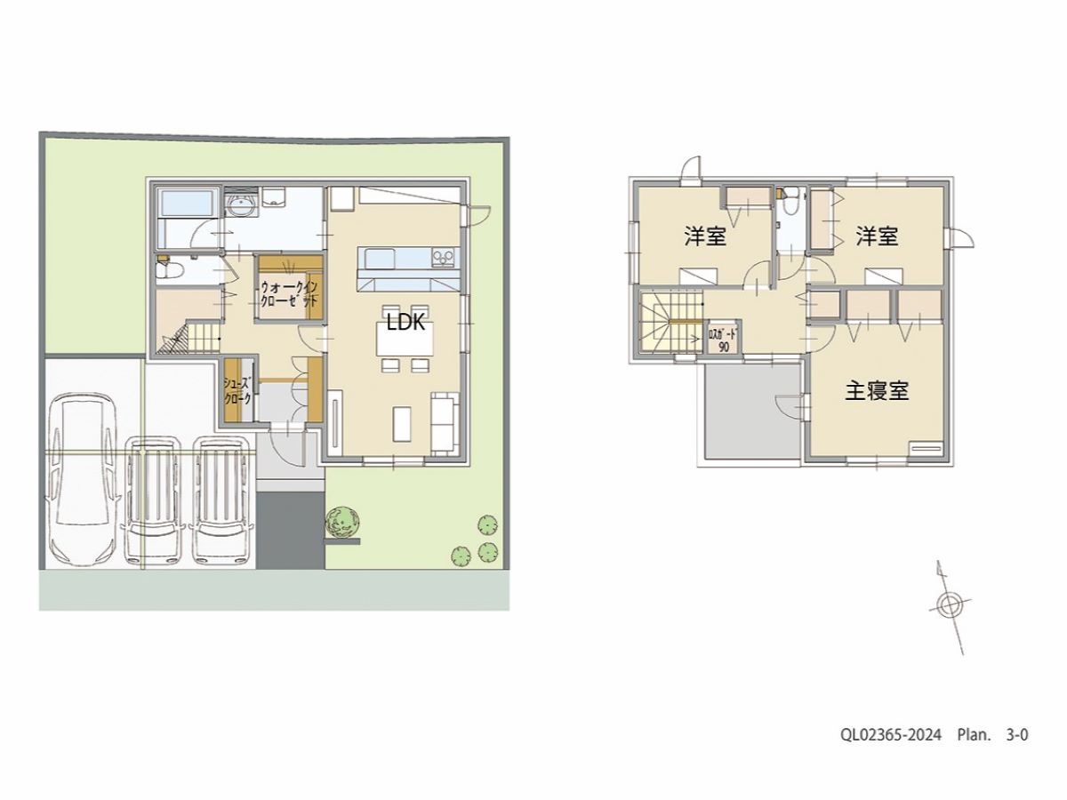 イイコトテラス岩出市波分 土地 区画番号No.2 「家事動線スッキリ！収納も充実したプラン」 <br>建物タイプ:ｉ－ｓｍａｒｔⅡ/延床面積:100.95㎡(30.53坪) <br>建物本体価格(参考):2,511万円(税込み)<br>