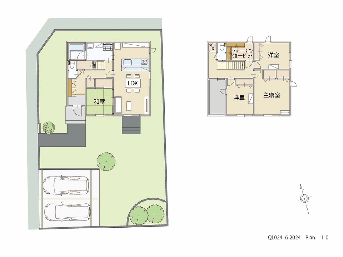 水戸市千波町宅地分譲地 土地 区画番号No.40 「4LDKプラン(和室有り)」 <br>建物タイプ:HUGme/延床面積:110.95㎡(33.55坪) <br>建物本体価格(参考):1,983万円(税込み)<br>
