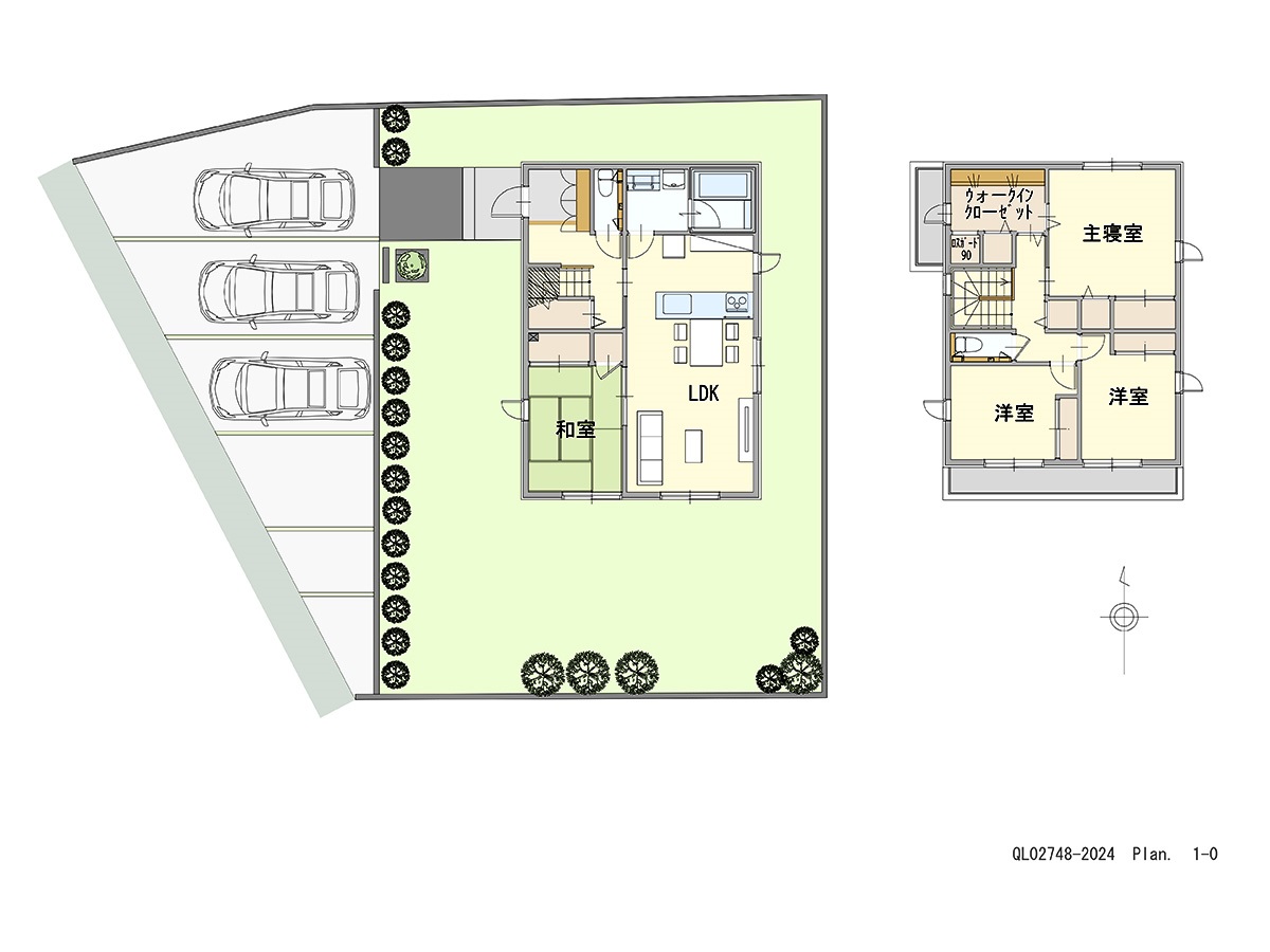 イイコトテラス喜久田未来 土地 区画番号No.A-6 「子育てにも嬉しいLDKと隣接した和室採用プラン」 <br>建物タイプ:ｉ－ｓｍｉｌｅⅡ/延床面積:111.66㎡(33.77坪) <br>建物本体価格(参考):2,300万円(税込み)<br>