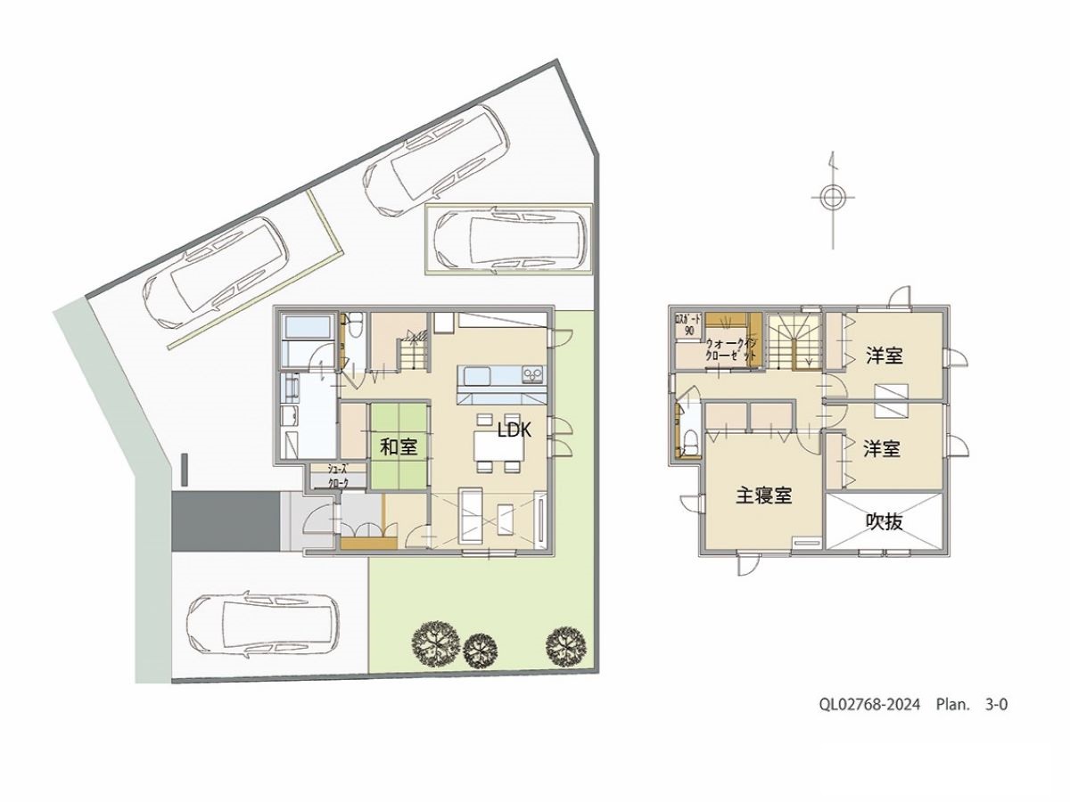 イイコトテラス喜久田未来 土地 区画番号No.C-48 「家族の成長に合わせて変化する子育て世帯におすすめのプラン」 <br>建物タイプ:ｉ－ｓｍｉｌｅⅢＷ/延床面積:107.43㎡(32.49坪) <br>建物本体価格(参考):2,214万円(税込み)<br>