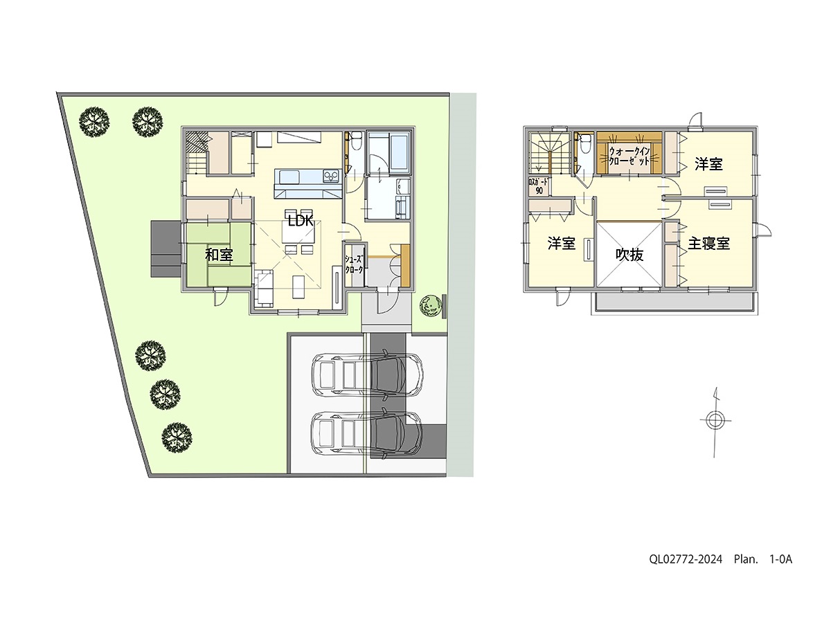 イイコトテラス喜久田未来 土地 区画番号No.C-52 「収納たっぷりで片づけ上手になれるおうち」 <br>建物タイプ:ｉ－ｓｍｉｌｅⅡ/延床面積:113.34㎡(34.27坪) <br>建物本体価格(参考):2,377万円(税込み)<br>