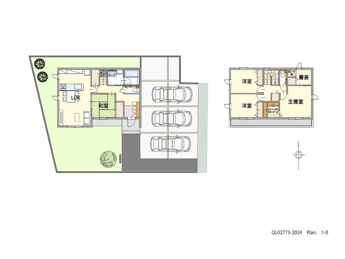 イイコトテラス喜久田未来 土地 区画番号No.C-53 「書斎付きでプライベート空間も充実したプラン」 <br>建物タイプ:ｉ－ｓｍｉｌｅⅡ/延床面積:104.21㎡(31.51坪) <br>建物本体価格(参考):2,219万円(税込み)<br>