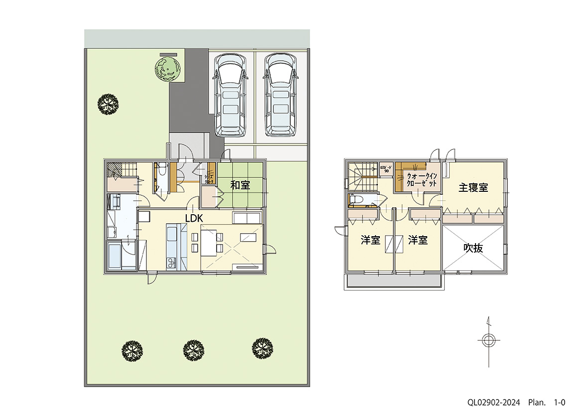 イイコトテラスあその 土地 区画番号No.X 「日差しが降り注ぐ明るいLDK採用プラン」 <br>建物タイプ:ｉ－ｓｍｉｌｅⅡ+/延床面積:107.4㎡(32.48坪) <br>建物本体価格(参考):2,407万円(税込み)<br>