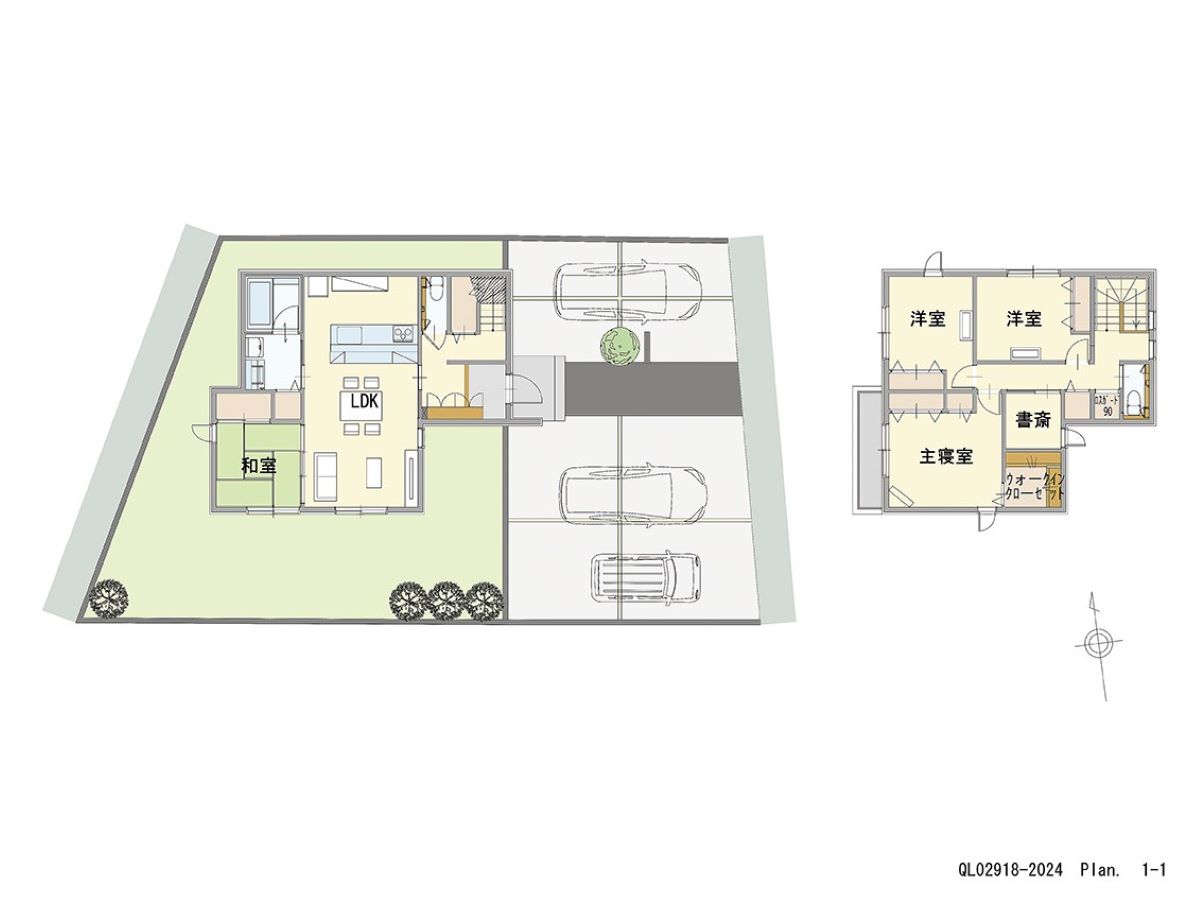 イイコトテラス宇都宮清原中央 土地 区画番号No.53 「書斎とWIC完備！快適な４LDKでプライベートも充実。」 <br>建物タイプ:ｉ－ｓｍｉｌｅⅡ/延床面積:109.28㎡(33.05坪) <br>建物本体価格(参考):2,209万円(税込み)<br>