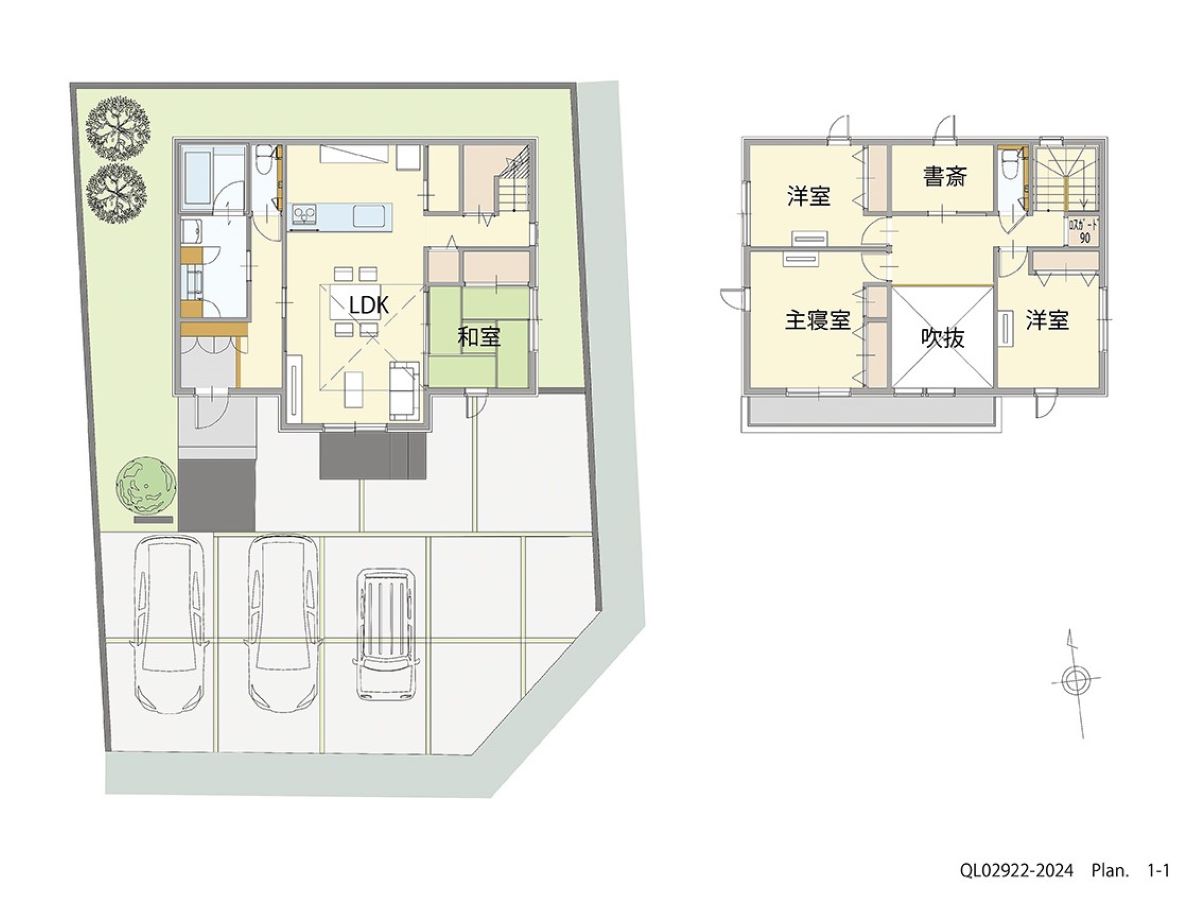 イイコトテラス宇都宮清原中央 土地 区画番号No.57 「広々洗面＋書斎！２Fホールも快適な家事楽プラン。」 <br>建物タイプ:ｉ－ｓｍｉｌｅⅡ/延床面積:113.34㎡(34.27坪) <br>建物本体価格(参考):2,385万円(税込み)<br>